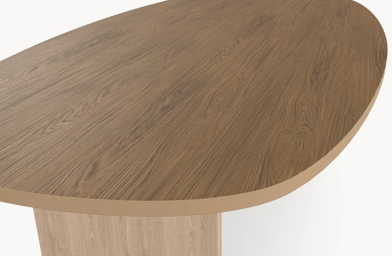 HPL eettafel Casella Oak Brown - Deens Ovaal Recht - Wall eiken - Japandi