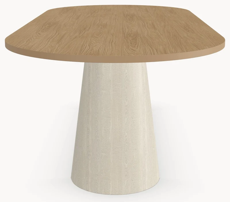 HPL eettafel Casella Oak Natural - Plat Ovaal - 2 Halfcones eiken - Japandi
