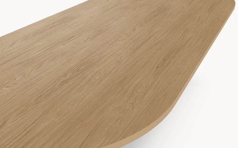 HPL eettafel Casella Oak Natural - Plat Ovaal - 2 Halfcones eiken - Japandi