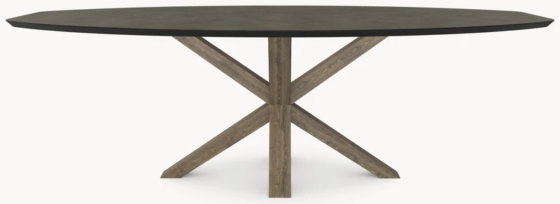 HPL eettafel Chicago Concrete Dark Gray - Half Ovaal - Matrix Eiken
