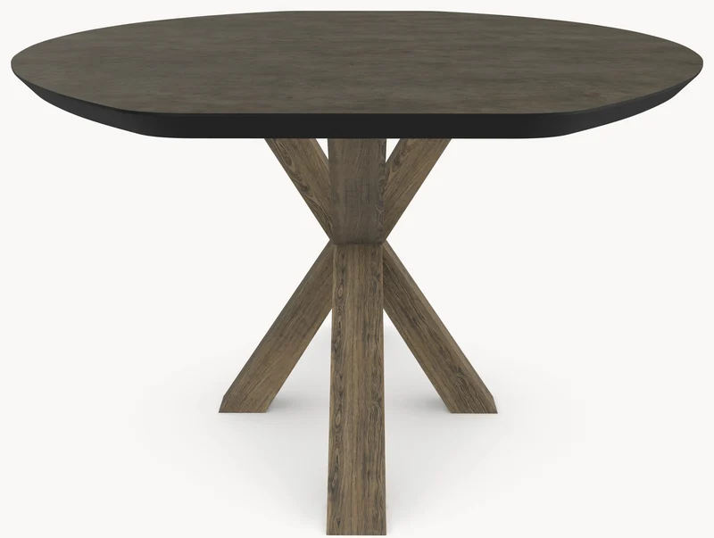 HPL eettafel Chicago Concrete Dark Gray - Half Ovaal - Matrix Eiken