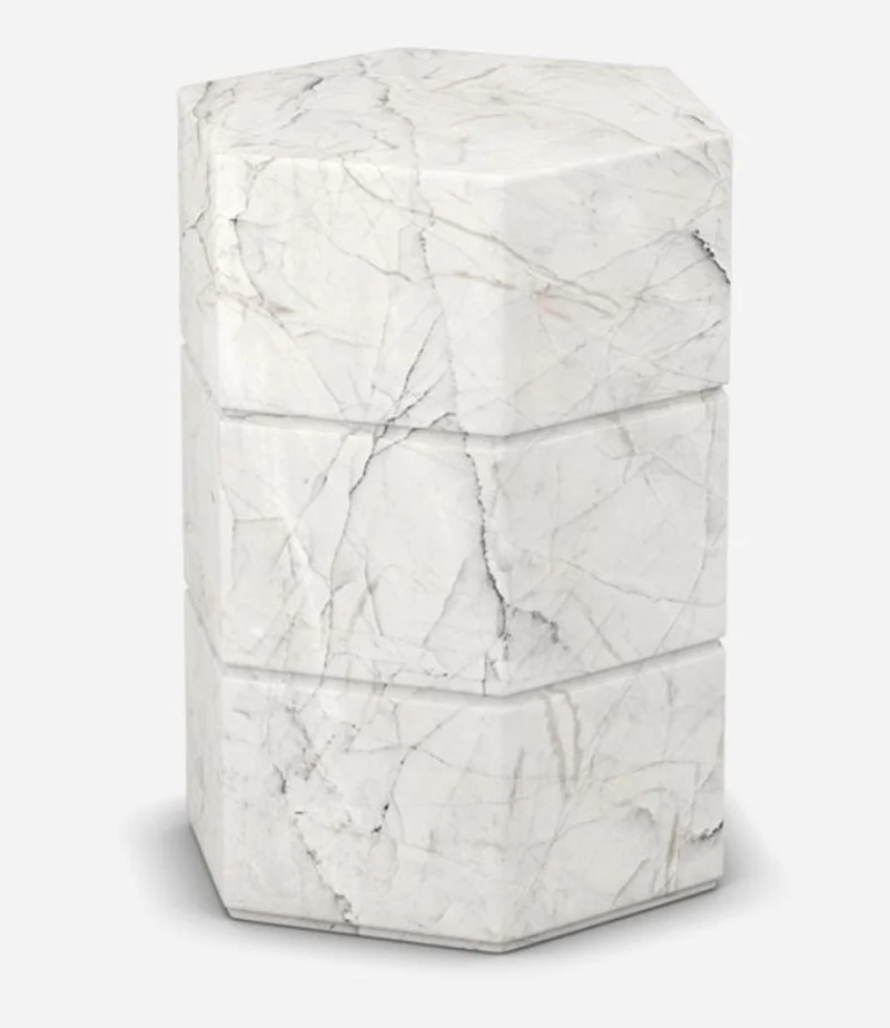 Casa Padrino Luxus Carrara Marmor Beistelltisch Weiß 40 x 40 x H. 60 cm - Wohnzimmer Möbel - Marmor Möbel - Luxus Qualität
