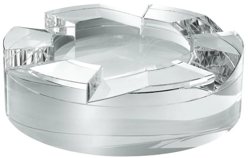 Casa Padrino Designer Kristallglas Schale Ø 24 x H. 7 cm - Runde Deko Schale - Schreibtisch Deko - Luxus Qualität