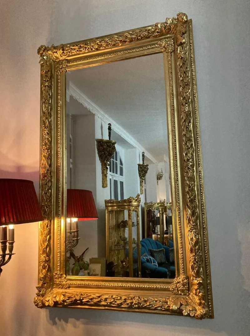 Casa Padrino Barock Spiegel Gold - Rechteckiger Wandspiegel mit Verzierungen