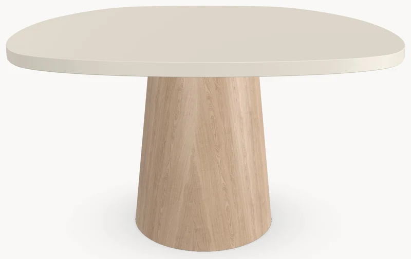 HPL eettafel Mushroom Beige - Deens Ovaal Recht - Cone Oval eiken - Japandi