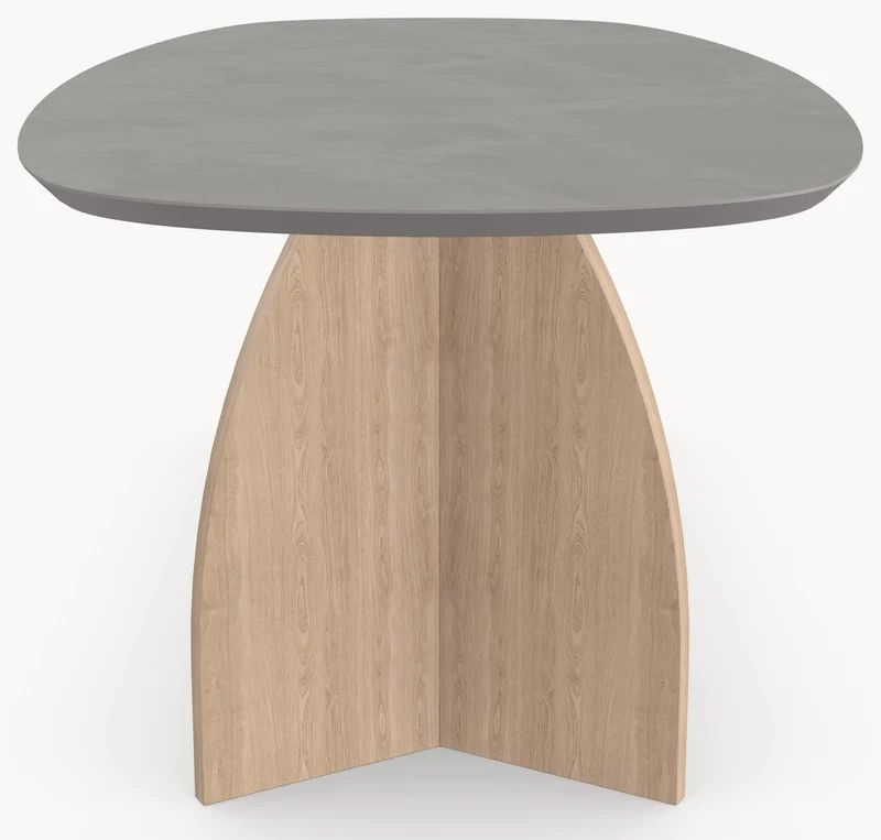 HPL eettafel Concrete Gray - Deens Ovaal Recht - V eiken - Japandi