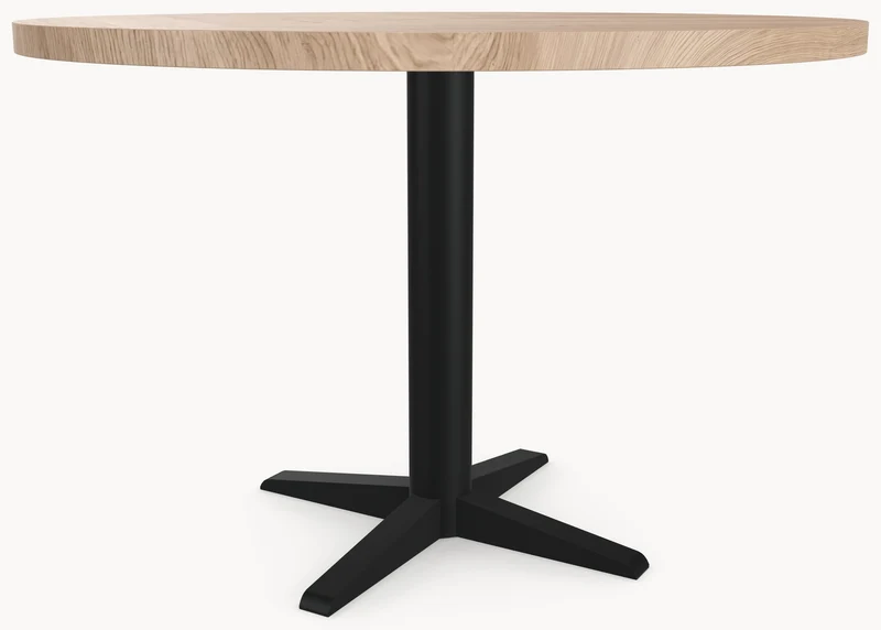 Visgraat eiken eettafel - Rond - Sol X Metaal