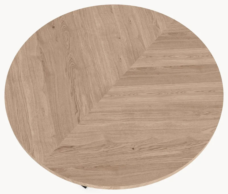 Visgraat eiken eettafel - Rond - Sol X Metaal