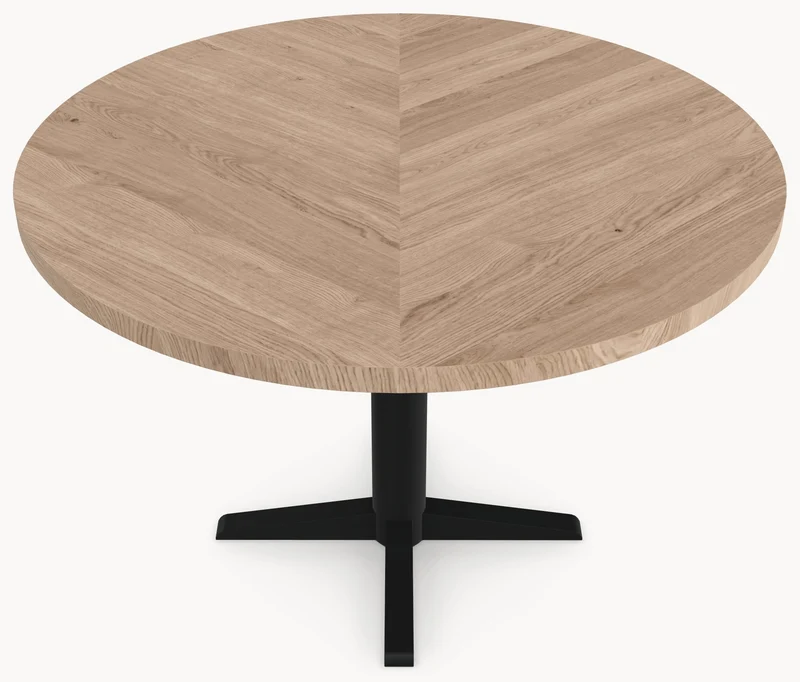 Visgraat eiken eettafel - Rond - Sol X Metaal