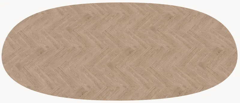 Visgraat eiken eettafel - Deens Rond - Sol Double metaal