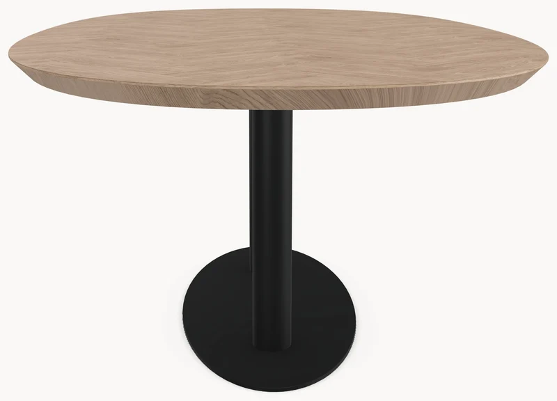 Visgraat eiken eettafel - Deens Rond - Sol Double metaal