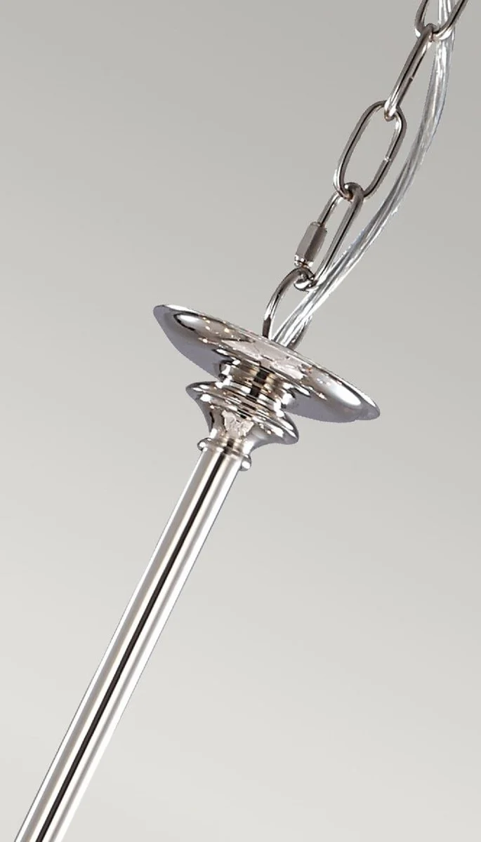 Casa Padrino Jugendstil Kristall Kronleuchter Silber Ø 82 x H. 75 cm - Runder Metall Kronleuchter - Barock & Jugendstil Wohnzimmer Kronleuchter - Barock & Jugendstil Leuchten
