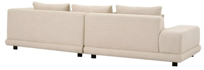 Casa Padrino Luxus Sofa Beige / Schwarz 285 x 106 x H. 66 cm - Wohnzimmer Sofa mit Kissen - Wohnzimmer Möbel - Luxus Möbel - Wohnzimmer Einrichtung - Luxus Einrichtung - Luxus Qualität
