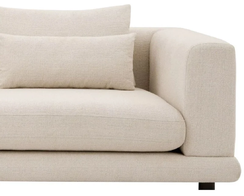 Casa Padrino Luxus Sofa Beige / Schwarz 285 x 106 x H. 66 cm - Wohnzimmer Sofa mit Kissen - Wohnzimmer Möbel - Luxus Möbel - Wohnzimmer Einrichtung - Luxus Einrichtung - Luxus Qualität