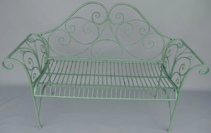 Casa Padrino Jugendstil Gartenbank Rustikal Grün 137 x 49 x H. 96 cm - Nostalgische Sitzbank - Garten & Terrassen Möbel