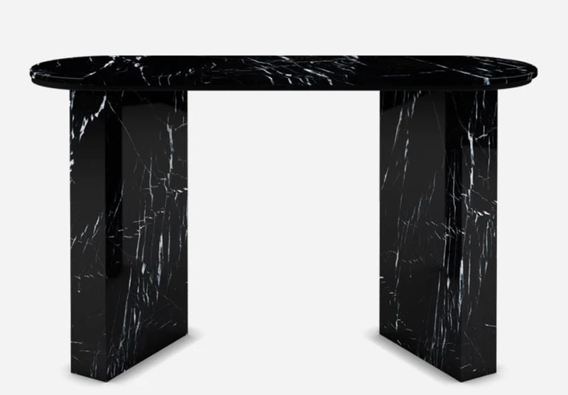 Casa Padrino Luxus Marmor Konsole Schwarz 150 x 45 x H. 90 cm - Moderner Konsolentisch aus hochwertigem Marmor - Luxus Möbel