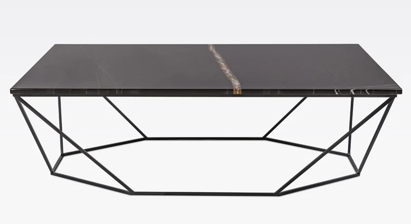 Casa Padrino Luxus Couchtisch Schwarz / Schwarz 130 x 70 x H. 40 cm - Rechteckiger Wohnzimmertisch mit Marmorplatte und Metallgestell - Moderne Wohnzimmer Möbel