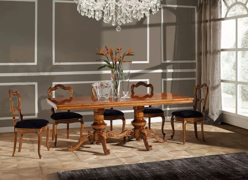 Casa Padrino Luxus Biedermeier Esszimmerstuhl Set Lila / Braun - Handgefertigtes Küchen Stühle 6er Set - Biedermeier Esszimmer Möbel - Luxus Qualität - Made in Italy