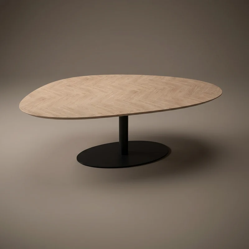 Visgraat eiken eettafel - Kiezel B - Sol metaal