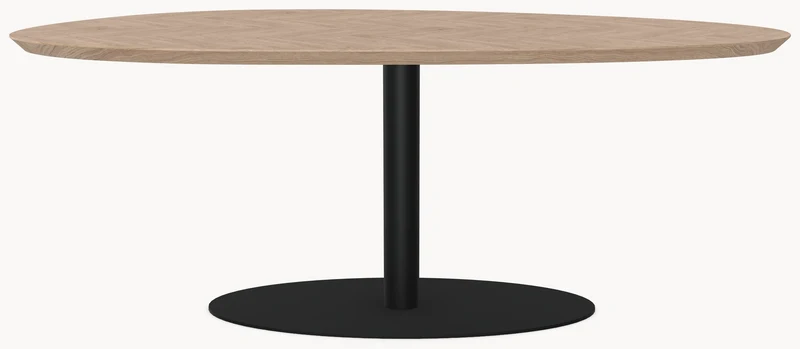Visgraat eiken eettafel - Kiezel B - Sol metaal