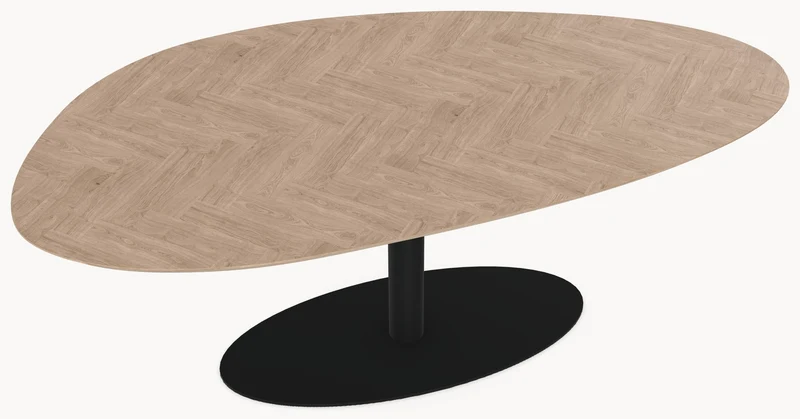 Visgraat eiken eettafel - Kiezel B - Sol metaal
