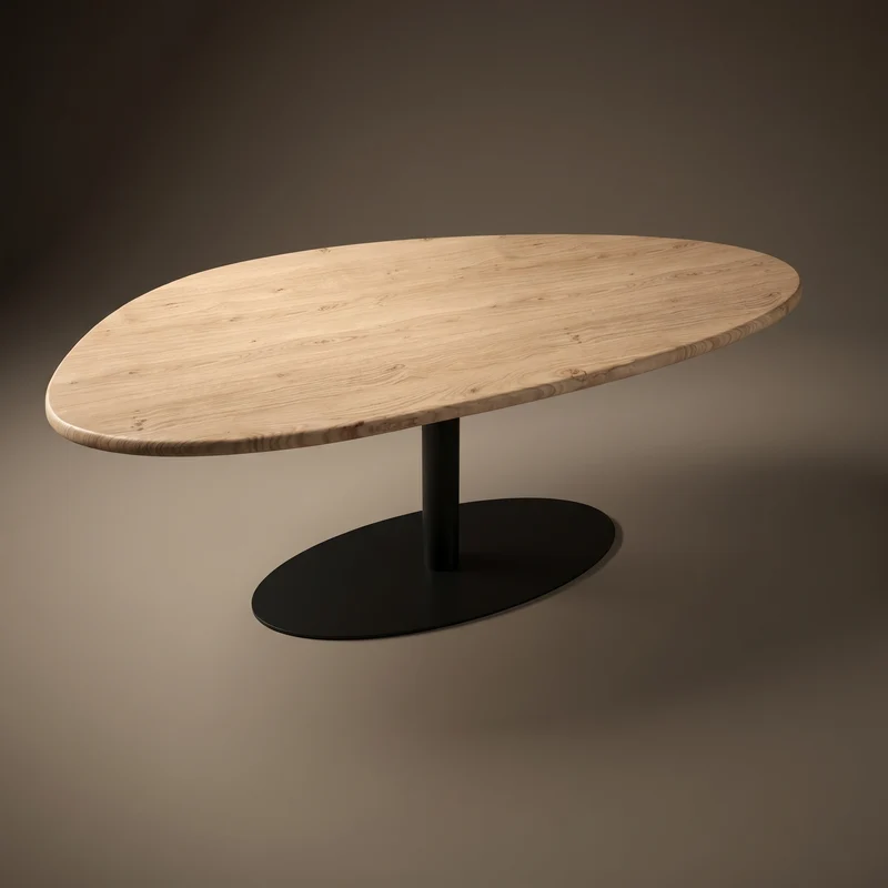 Eiken massief eettafel - Organisch B - Sol onderstel metaal