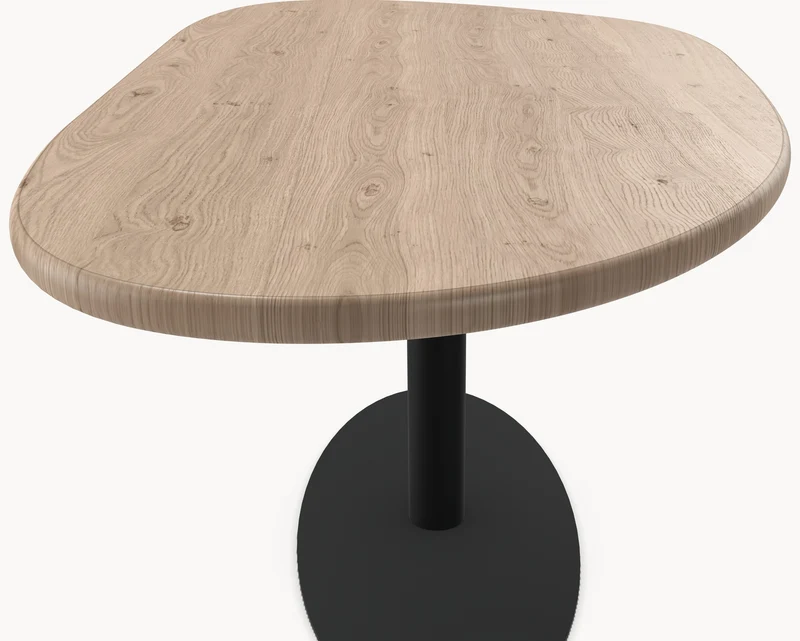 Eiken massief eettafel - Organisch B - Sol onderstel metaal