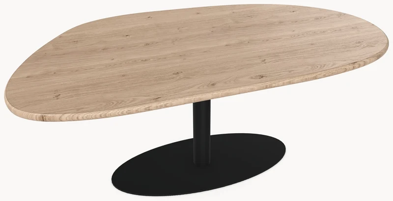 Eiken massief eettafel - Organisch B - Sol onderstel metaal