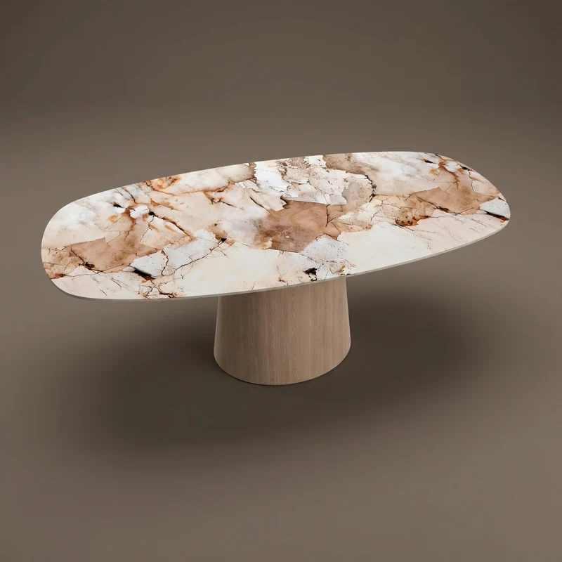 Keramiek eettafel Magellano - Deens Recht - Cone Eiken