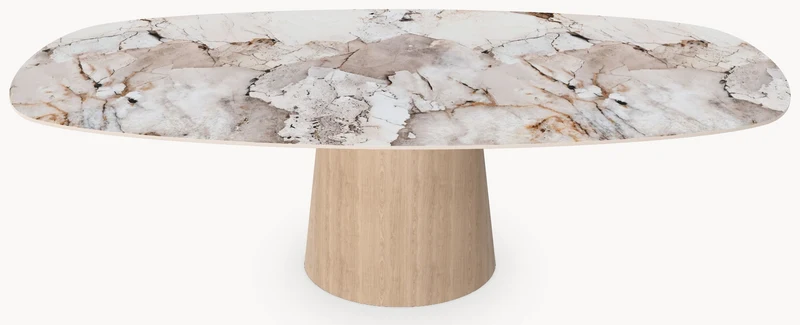 Keramiek eettafel Magellano - Deens Recht - Cone Eiken