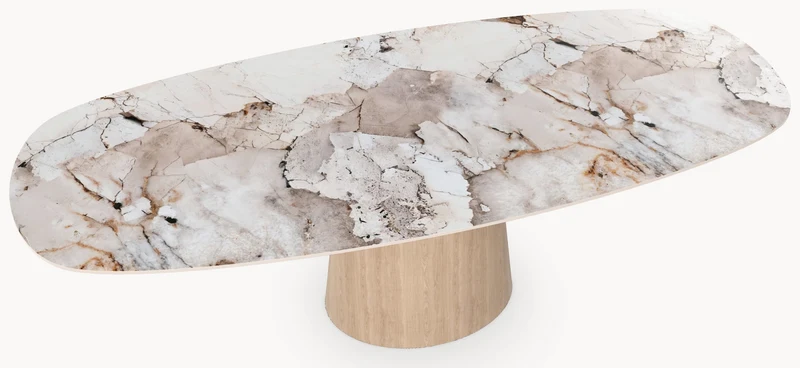 Keramiek eettafel Magellano - Deens Recht - Cone Eiken