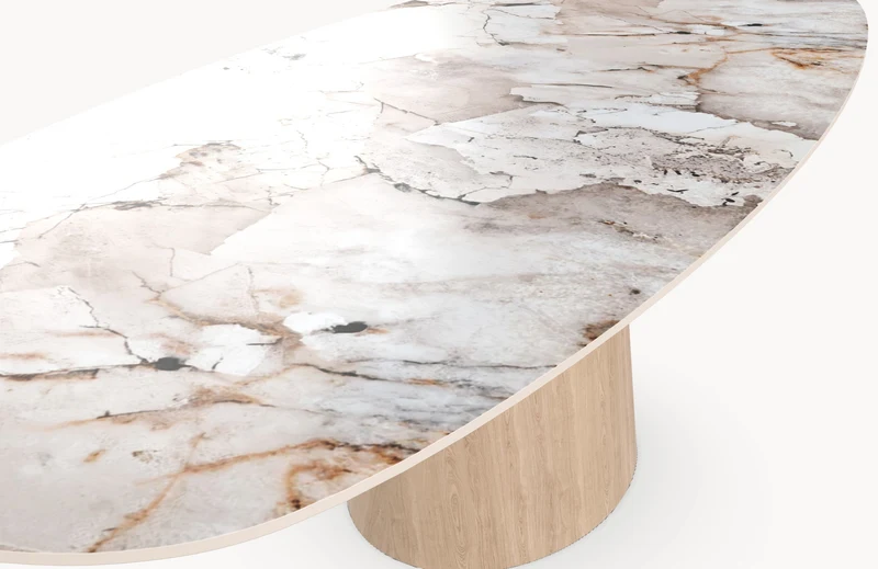 Keramiek eettafel Magellano - Deens Recht - Cone Eiken