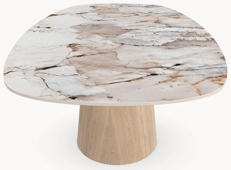Keramiek eettafel Magellano - Deens Recht - Cone Eiken