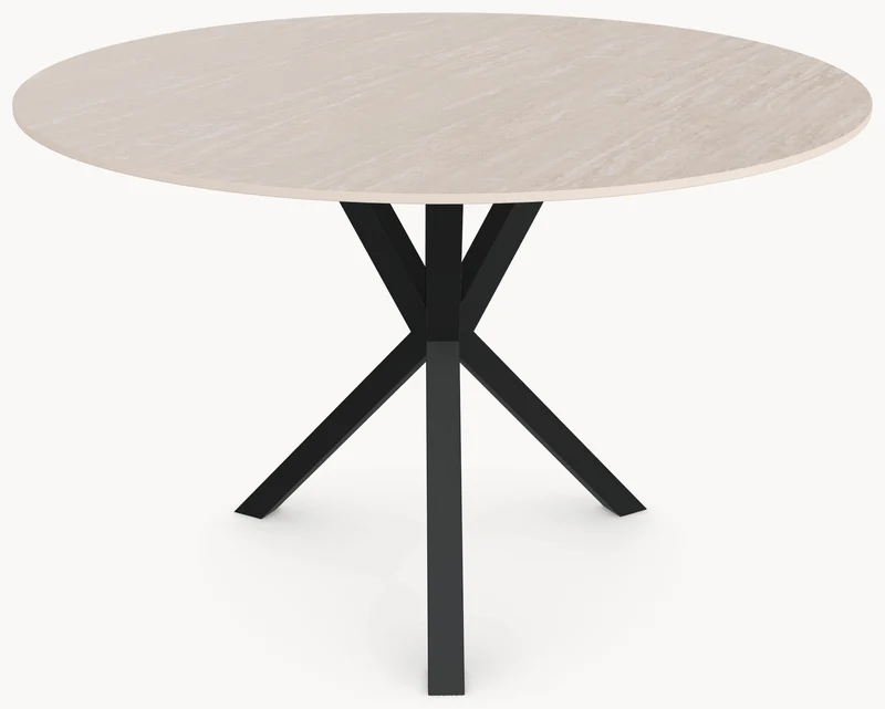 Keramiek eettafel Travertino Chiaro - Rond - Tripod Metaal