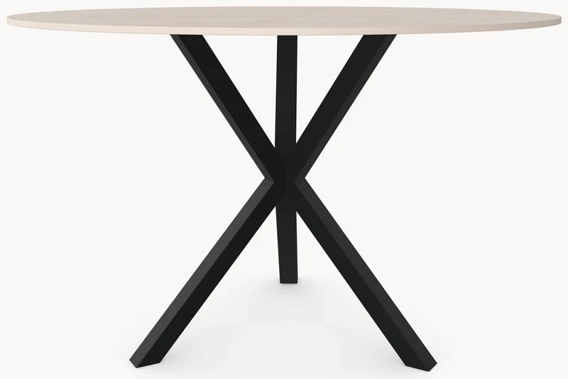 Keramiek eettafel Travertino Chiaro - Rond - Tripod Metaal