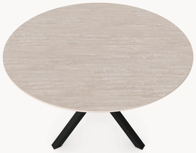 Keramiek eettafel Travertino Chiaro - Rond - Tripod Metaal