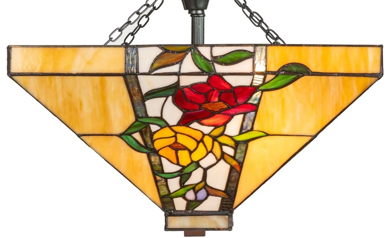 Casa Padrino Luxus Tiffany Deckenleuchte Mehrfarbig 40 x 40 x H. 34 cm - Tiffany Lampe mit Blumendesign und handgefertigtem Glas Lampenschirm