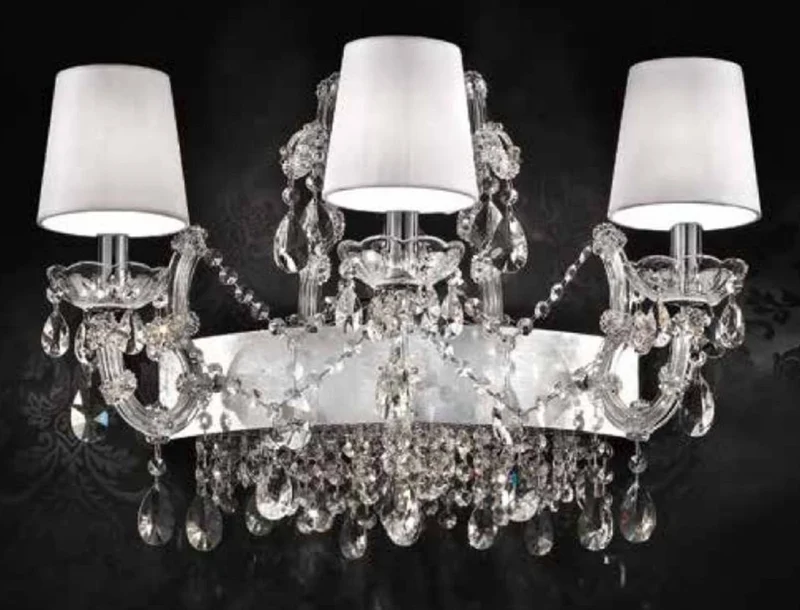 Casa Padrino Luxus Barock Wandleuchte Silber / Weiß 60 x 30 x H. 40 cm - Prunkvolle Barockstil Wandlampe mit venezianischen Kristallglas - Edel & Prunkvoll - Luxus Qualität - Made in Italy