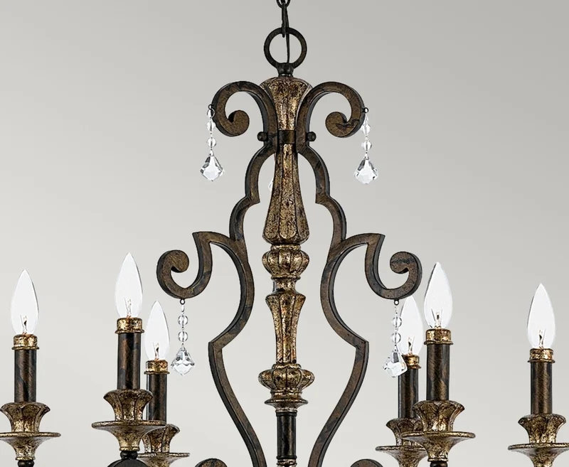 Casa Padrino Barock Kristall Kronleuchter Bronze / Antik Gold Ø 71 x H. 96,5 cm - Prunkvoller Barockstil Kronleuchter - Wohnzimmer & Hotel Kronleuchter - Barock Möbel - Barock Leuchten