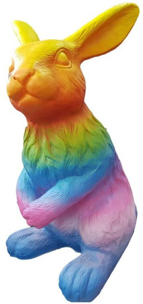 Casa Padrino Luxus Deko Skulptur Hase Bunt H. 120 cm - Große Deko Figur - XXL Deko Skulptur - XXL Deko Figur - XXL Tierfigur - Wohnzimmer Deko - Garten Deko - Luxus Deko XXL Figuren