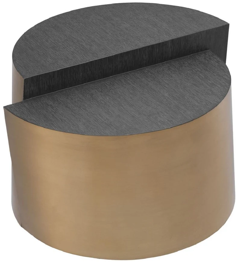 Casa Padrino Designer Beistelltisch Anthrazitgrau / Messingfarben Ø 60 x H. 42,5 cm - Designer Wohnzimmer Möbel - Luxus Qualität