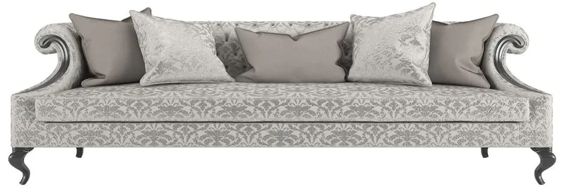 Casa Padrino Luxus Barock Wohnzimmer Set Silber / Grau / Schwarz - 2 Sofas & 2 Sessel & 1 Couchtisch & 2 Beistelltische - Wohnzimmermöbel im Barockstil - Edle Barock Möbel