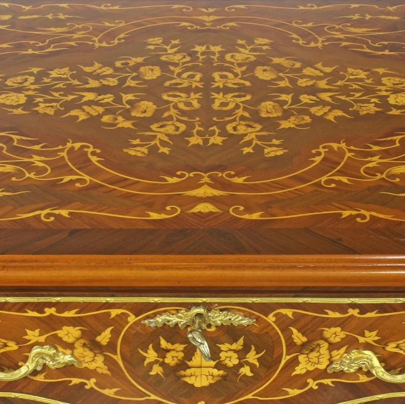 Casa Padrino Barock Schreibtisch Braun / Gold 160 x 70 x H. 80 cm - Handgefertigter Massivholz Bürotisch mit 3 Schubladen und massiven Metallapplikationen - Barock Büro Möbel