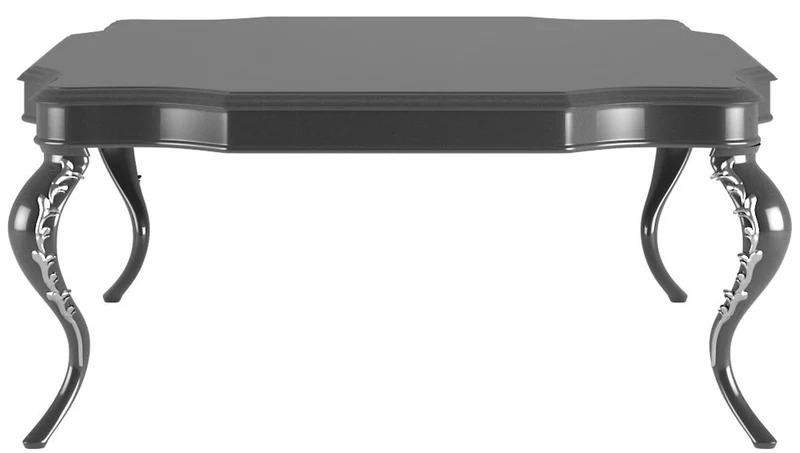 Casa Padrino Luxus Barock Couchtisch Schwarz / Silber 127 x 127 x H. 45 cm - Edler Wohnzimmertisch im Barockstil - Barock Wohnzimmer Möbel