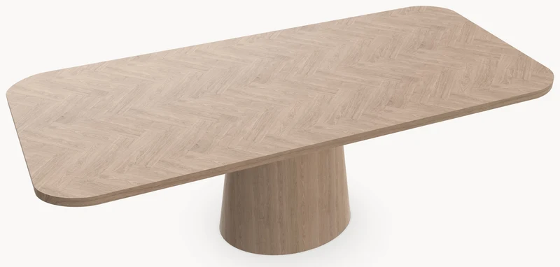 Visgraat eiken eettafel - Recht Radius - Cone eiken