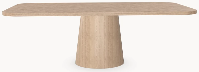 Visgraat eiken eettafel - Recht Radius - Cone eiken