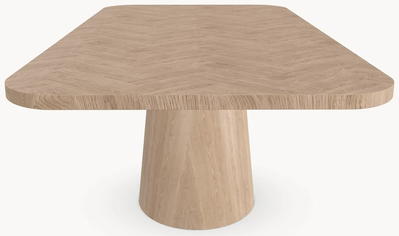 Visgraat eiken eettafel - Recht Radius - Cone eiken