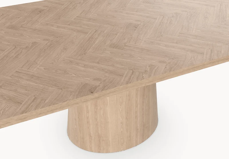 Visgraat eiken eettafel - Recht Radius - Cone eiken