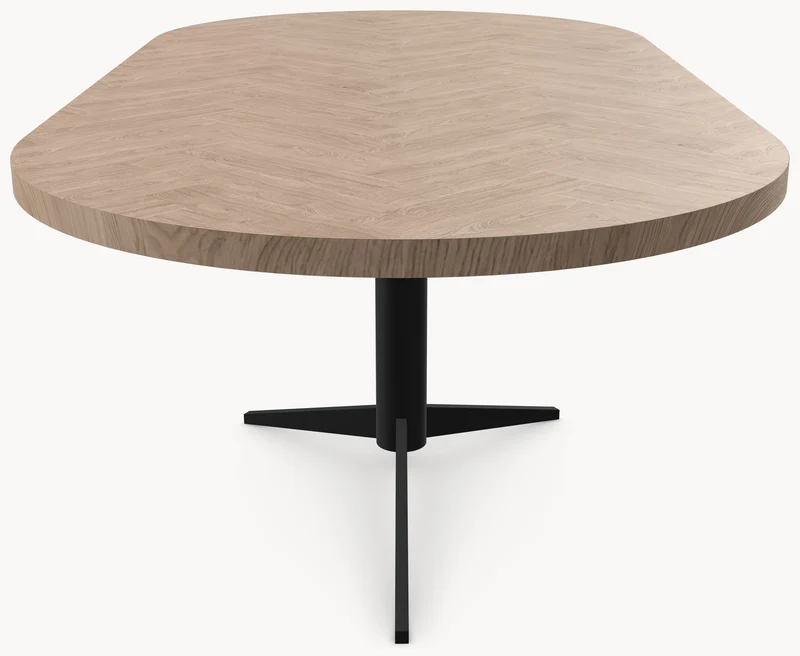 Visgraat eiken eettafel - Plat Ovaal - Trios Metaal