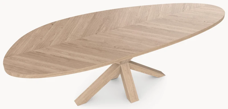 Visgraat eiken eettafel - Kiezel B - Matrix Eiken